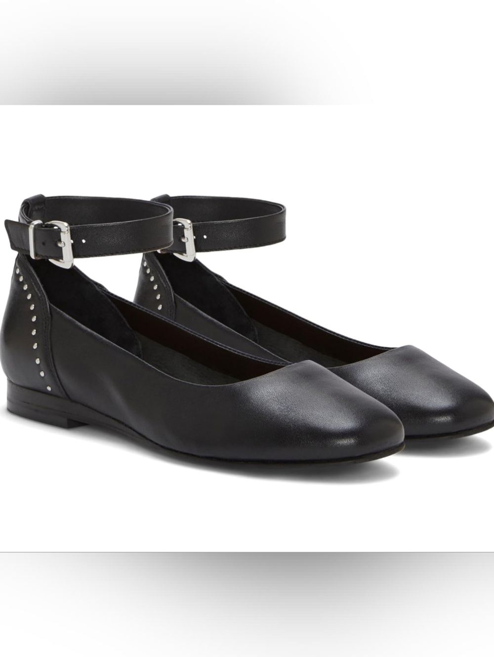 Lucky Brand Melsin Flats Black Studded Ankle Strap Women's Size 6.5 NWOB